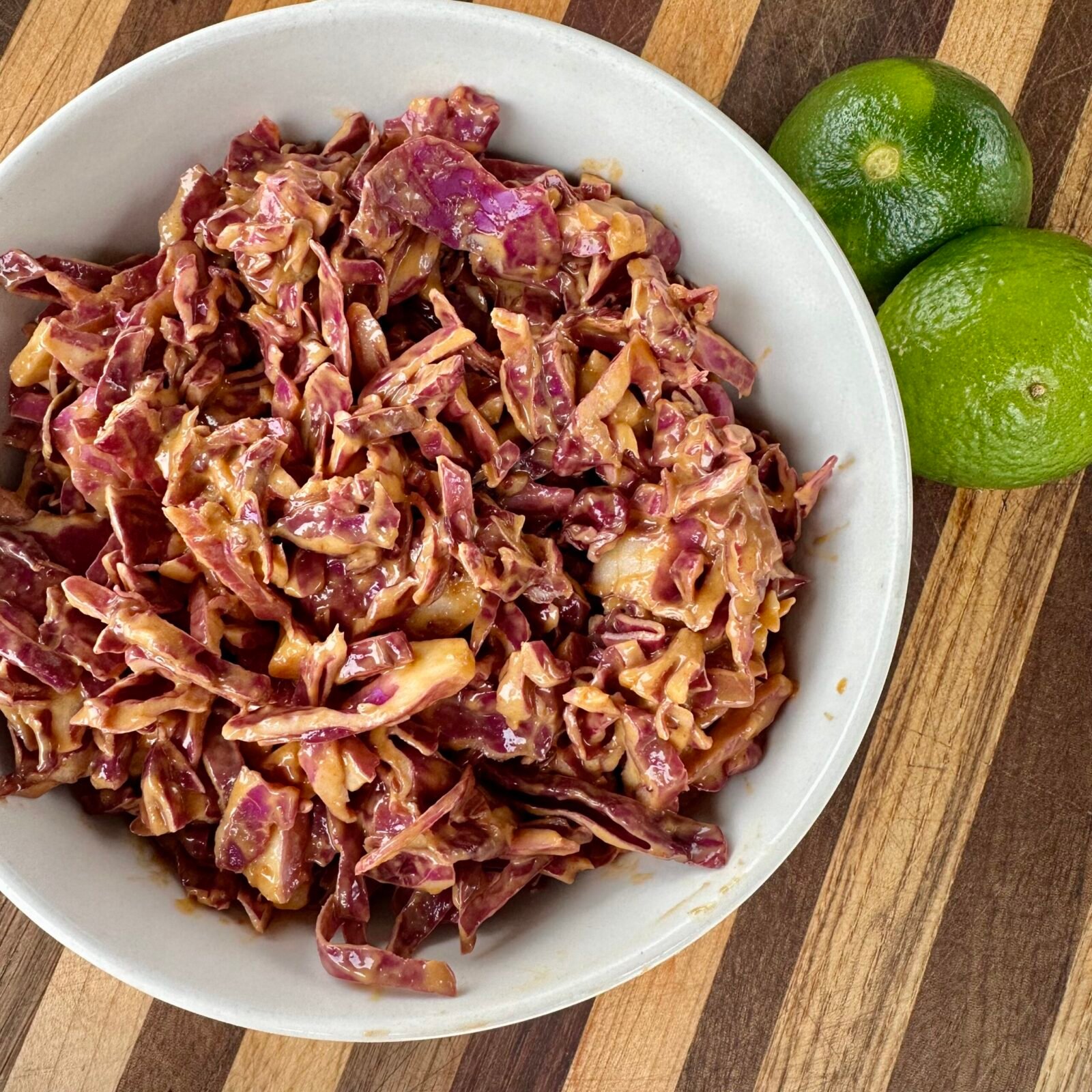 Red Cabbage Slaw in Peanut Butter sauce