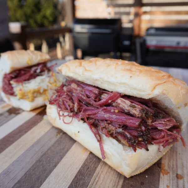 smoked and shredded corned beef.