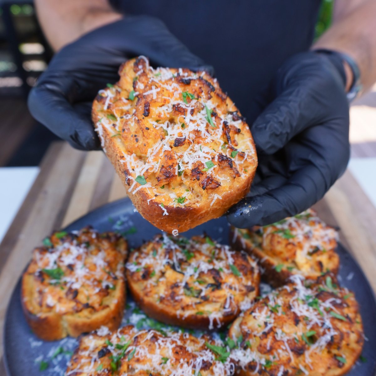 Smoked Shrimp and crab meat toast.
