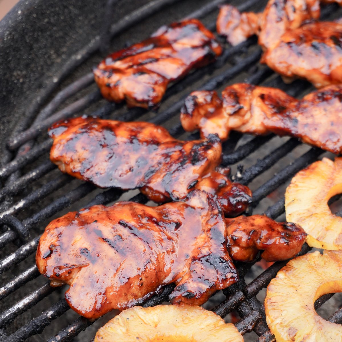 chicken thighs on the grill. 