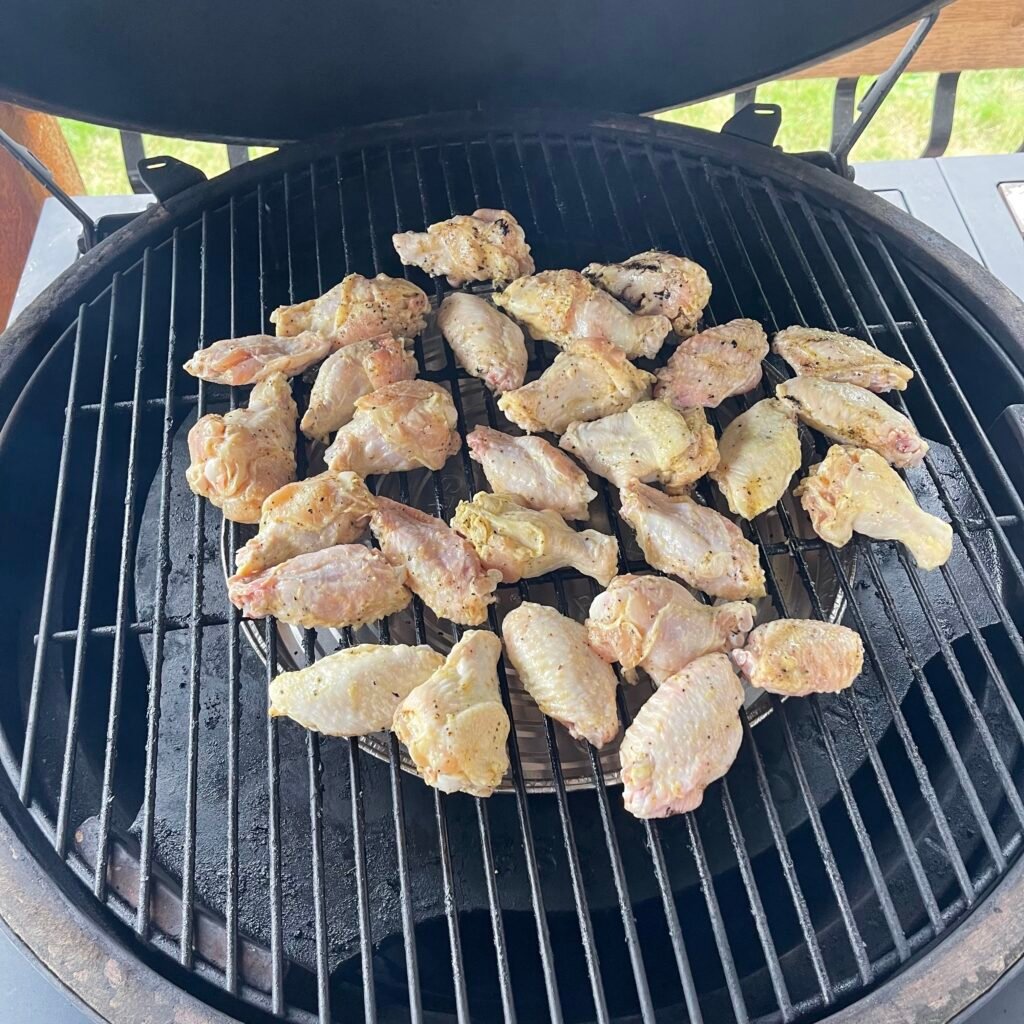 Chicken wings on the grill. 