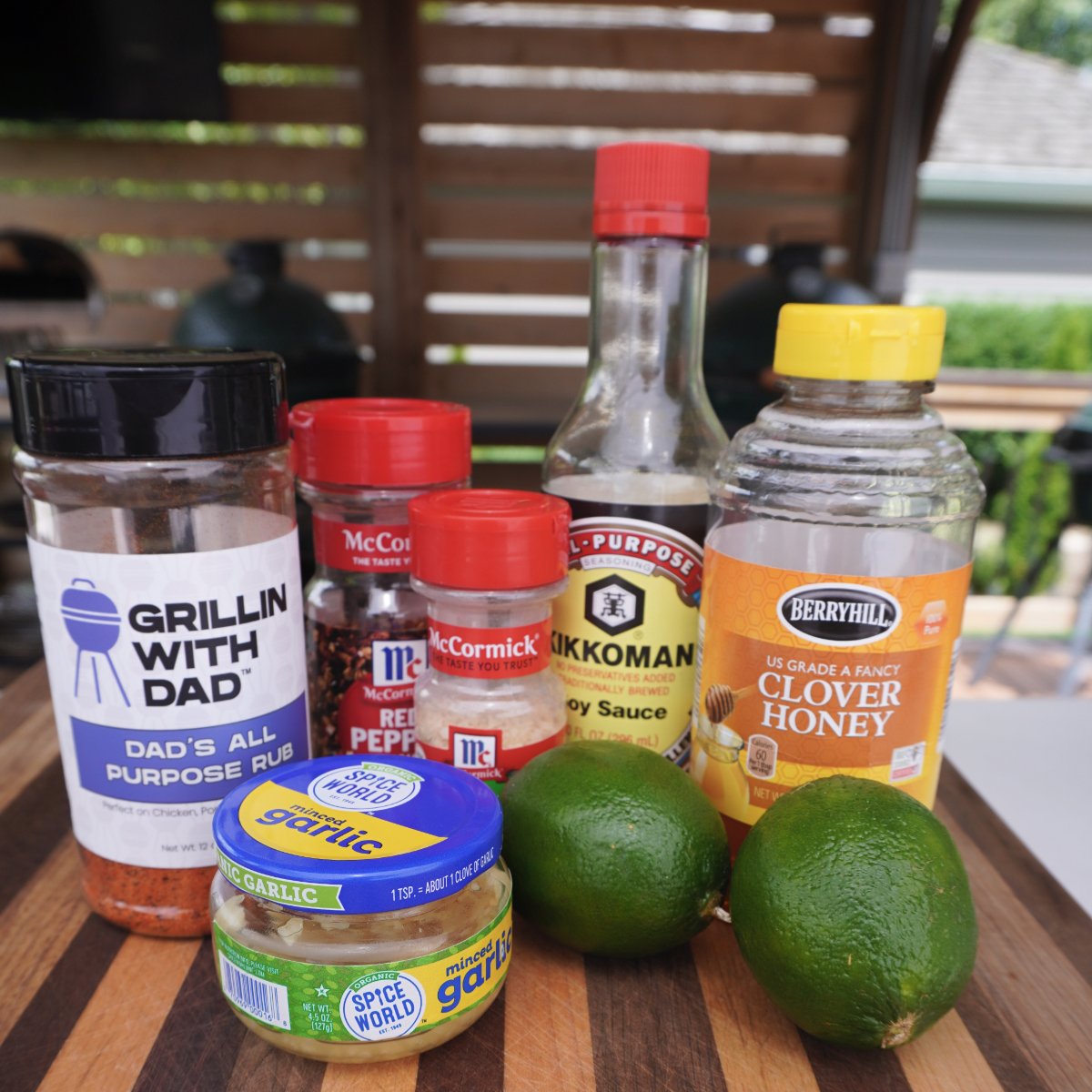 Ingredients for the honey lime chicken wing sauce.