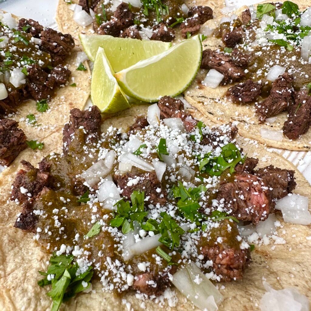 plated steak tacos on a plate