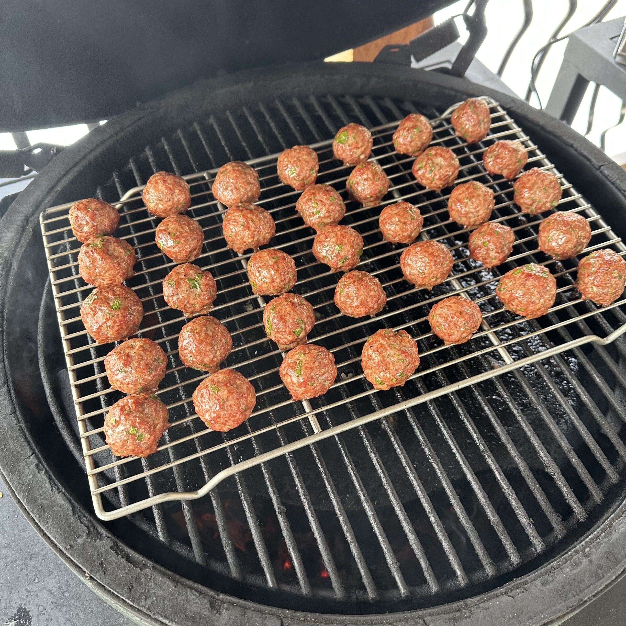 Meatballs on grill
