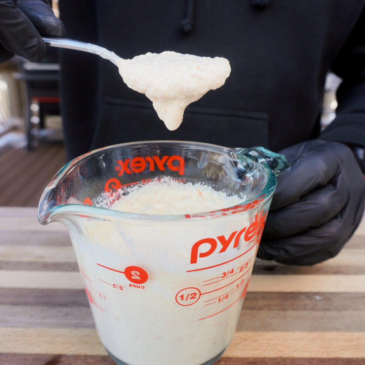 milk and breadcrumbs mix.