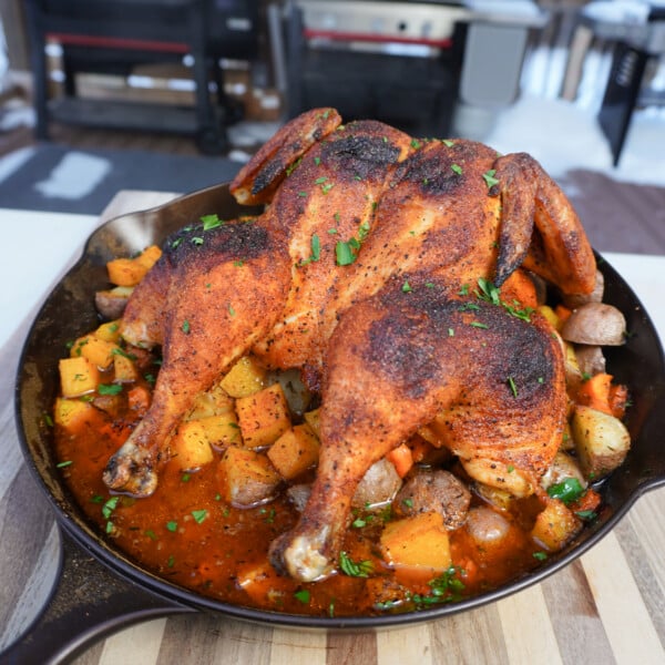 Grilled one pan chicken dinner.