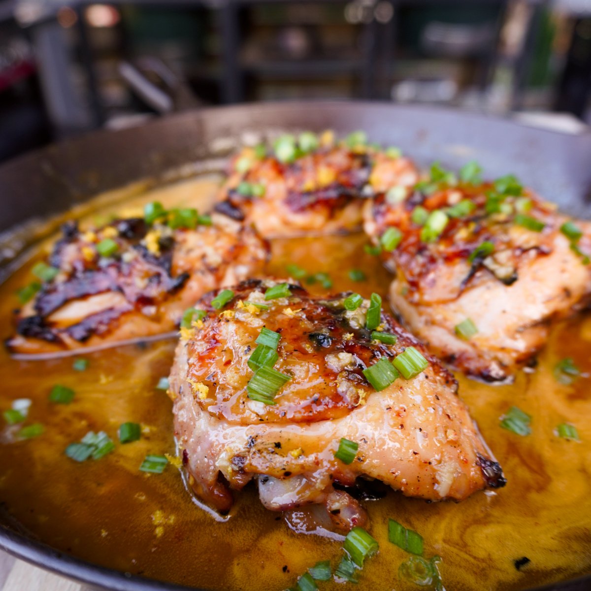 grilled and plated huli huli chicken. 