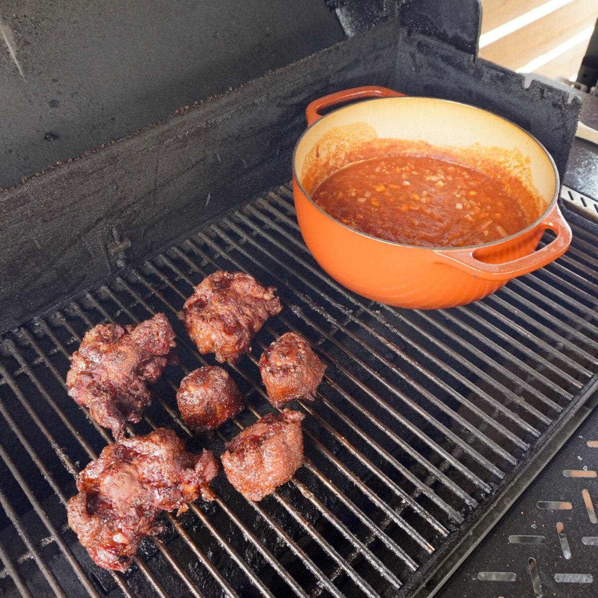 Ingredients on the grill.