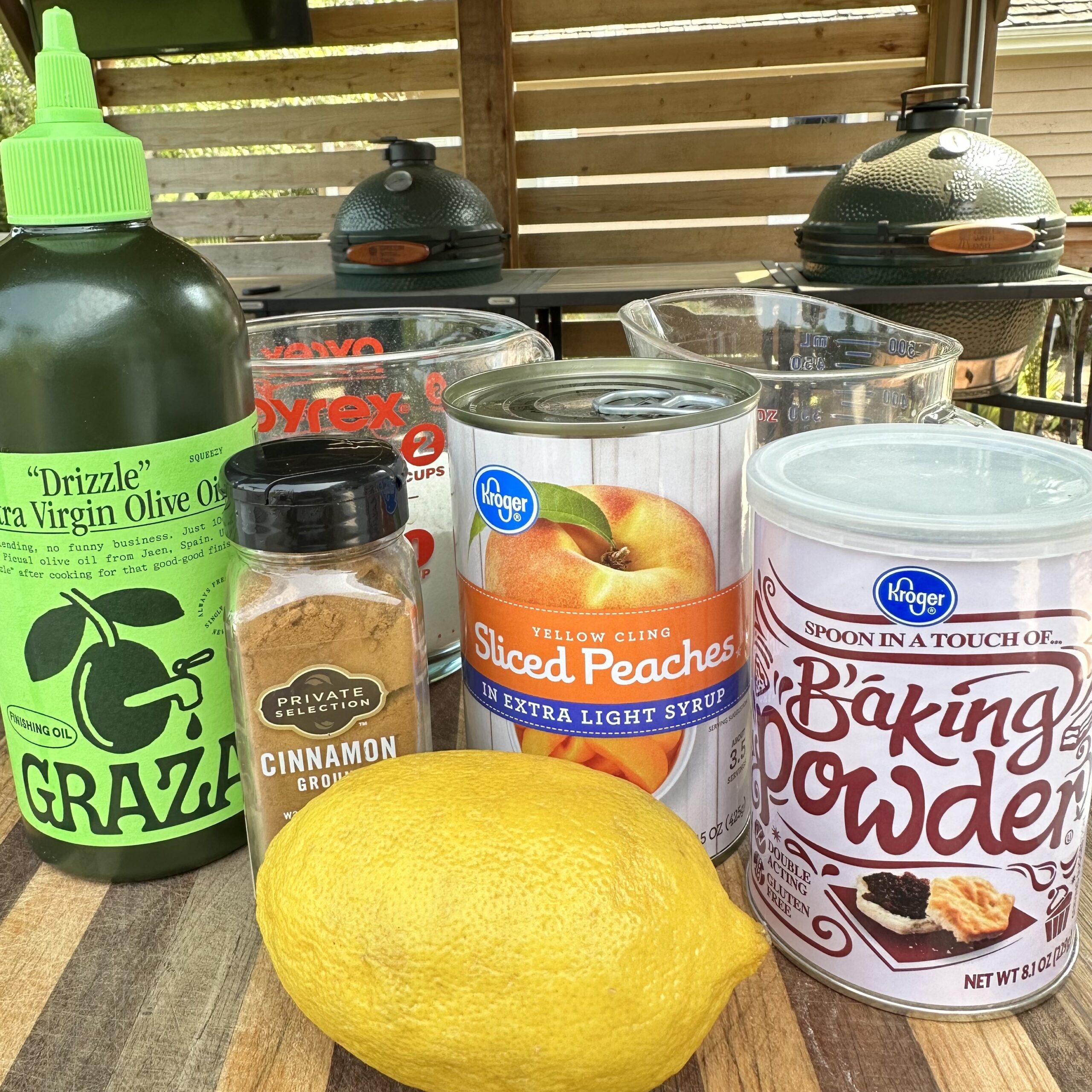 Grilled peach cobbler ingredients