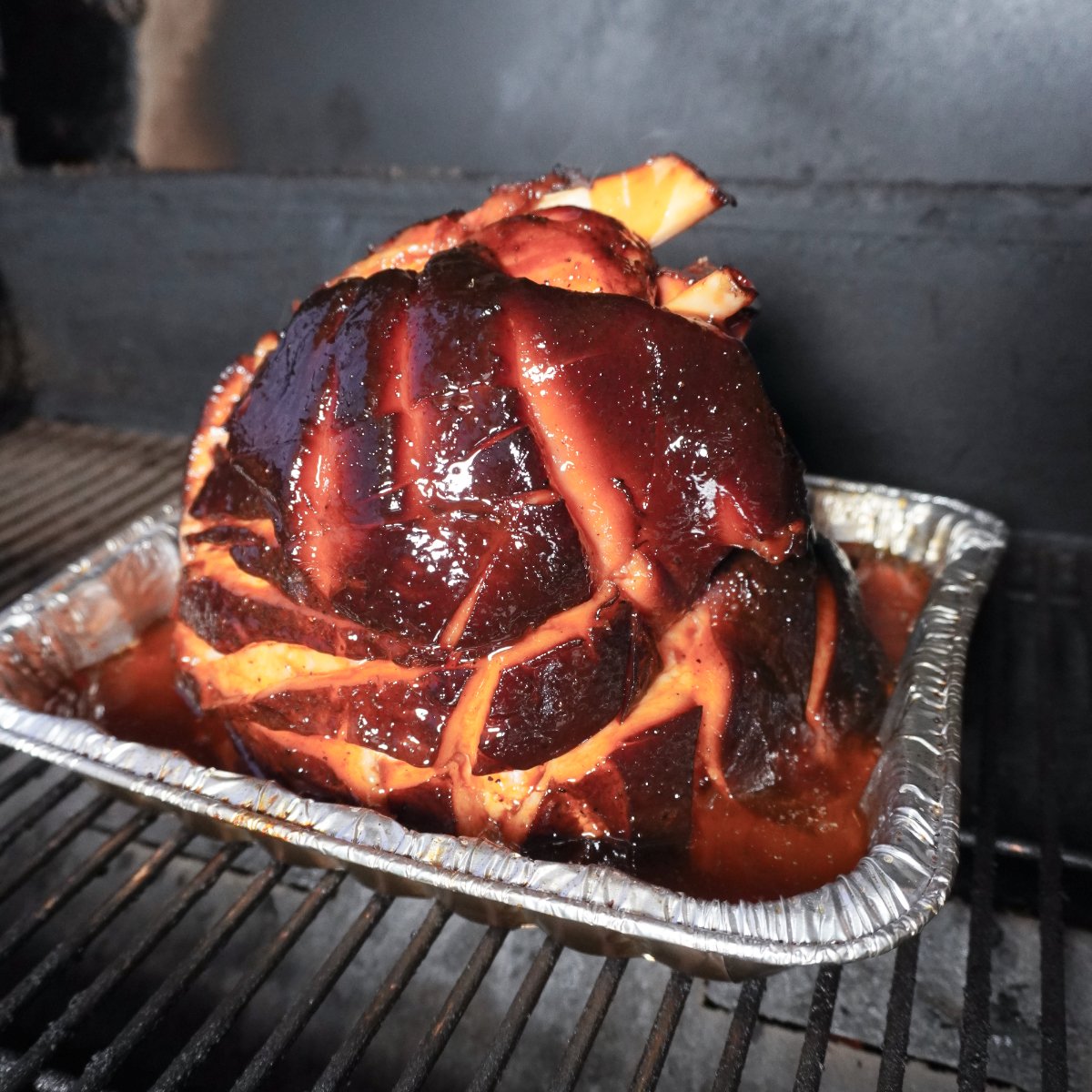 glazed ham in BBQ sauce.