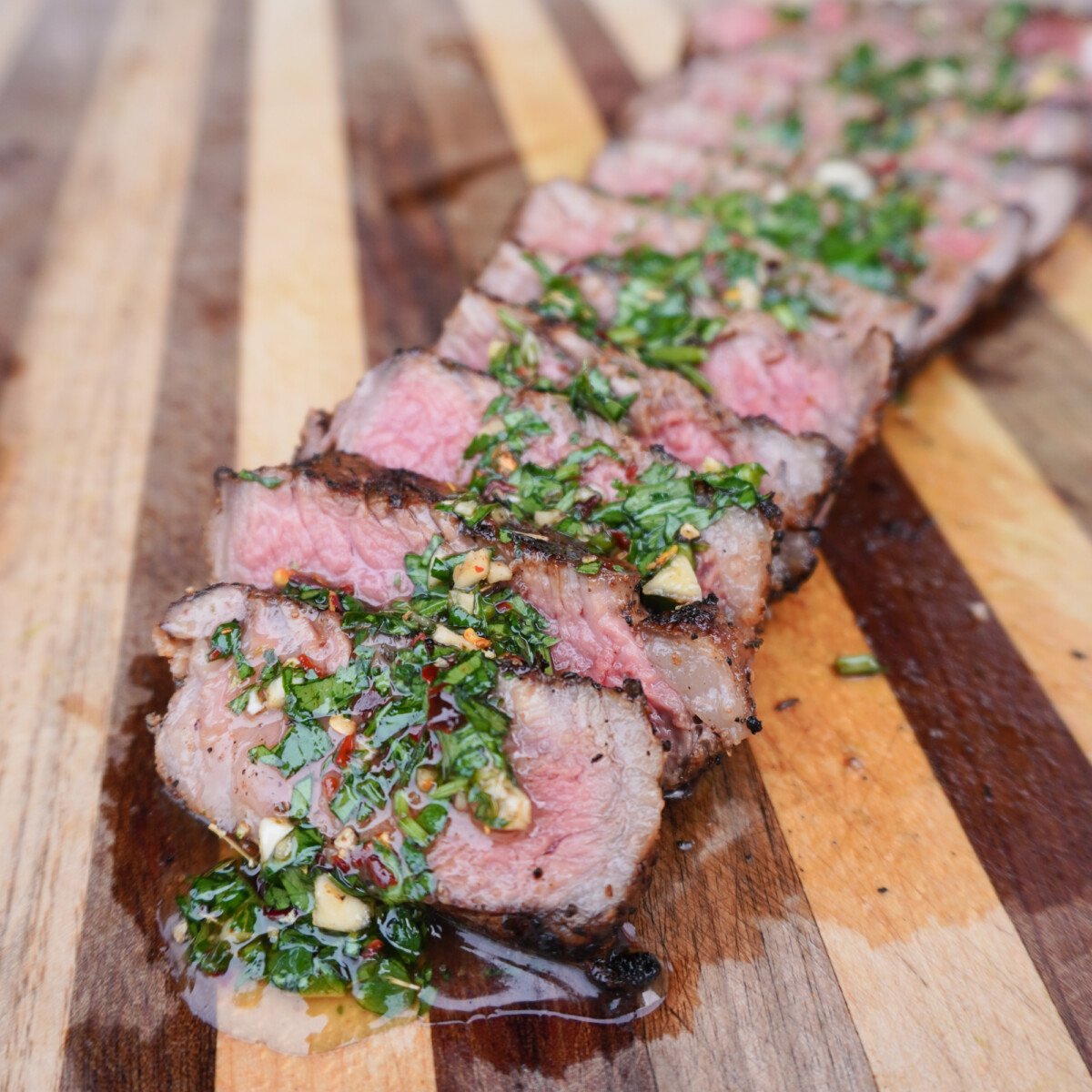 grilled ny strip with chimichurri.