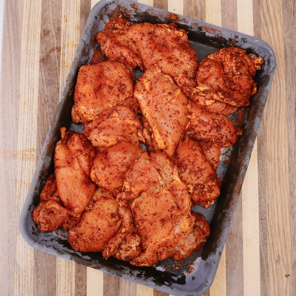 seasoned chicken thighs with taco seasoning.