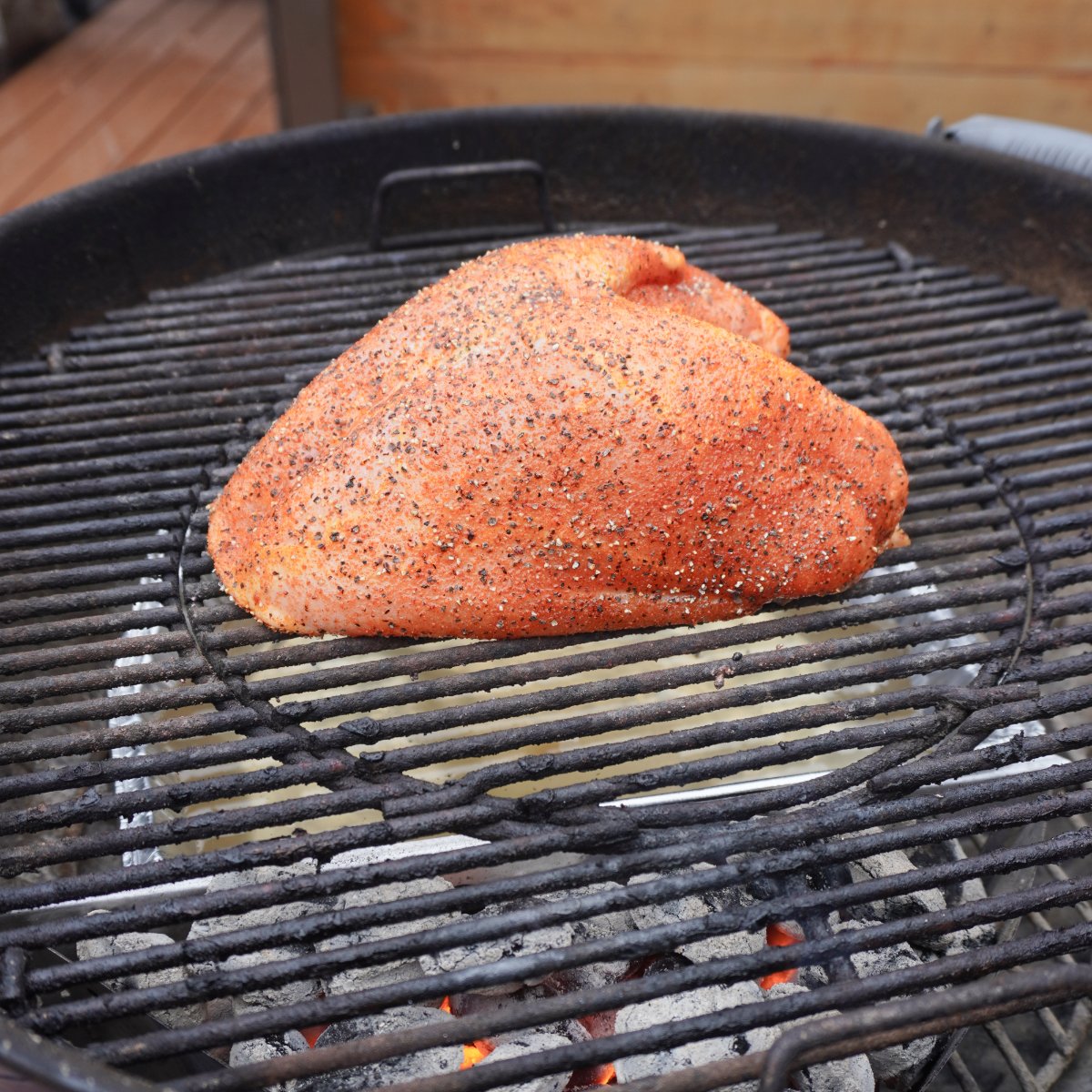 turkey breast on the smoker. 