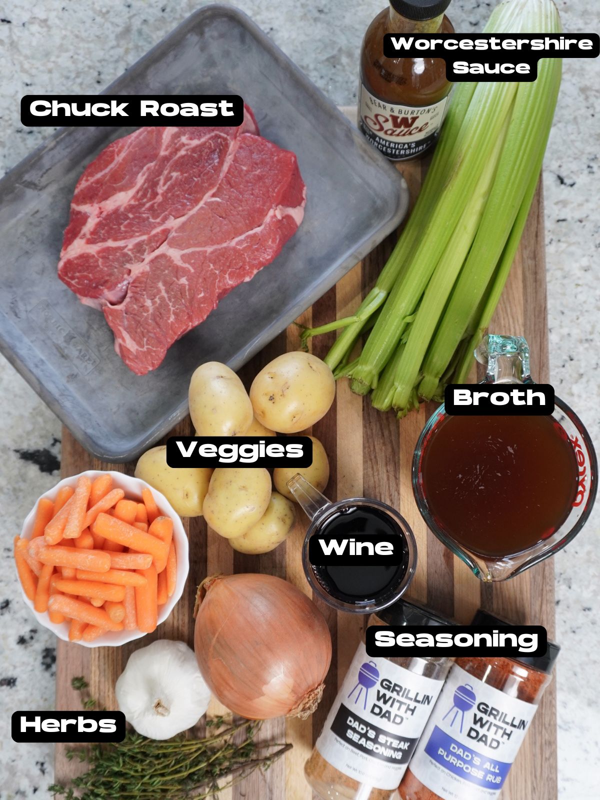 Easy smoked pot roast dinner ingredients.
