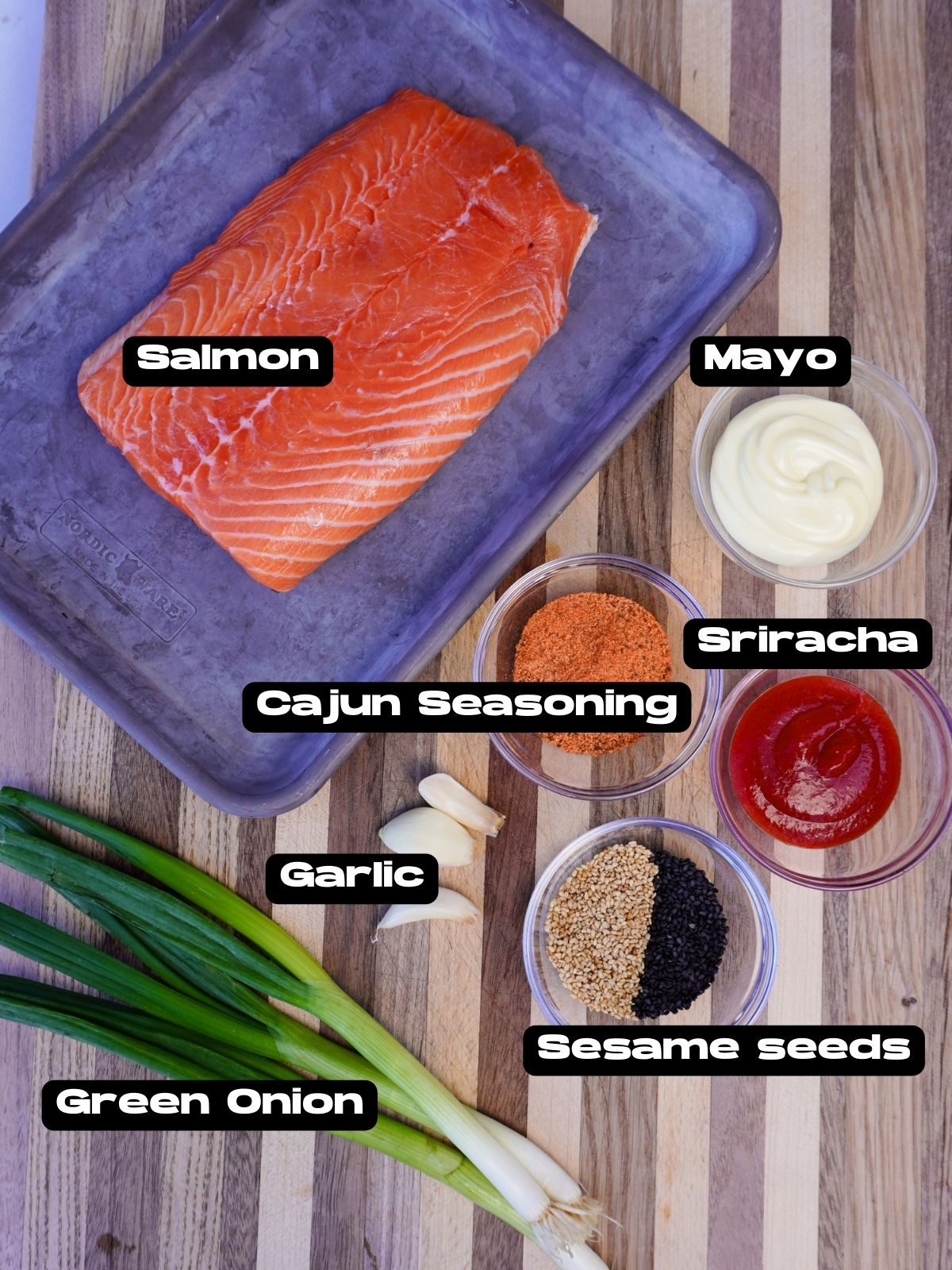 Crispy Cajun salmon bites ingredients.