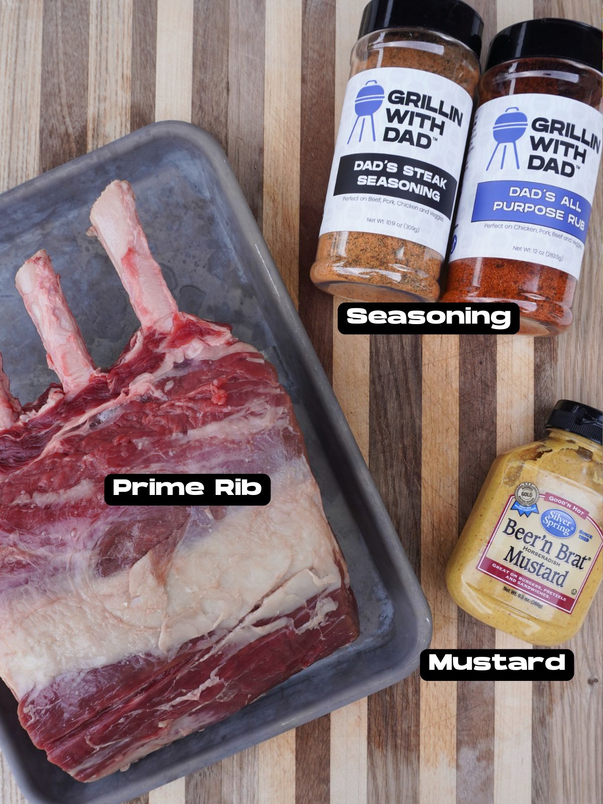 Smoked reverse seared prime rib ingredients.