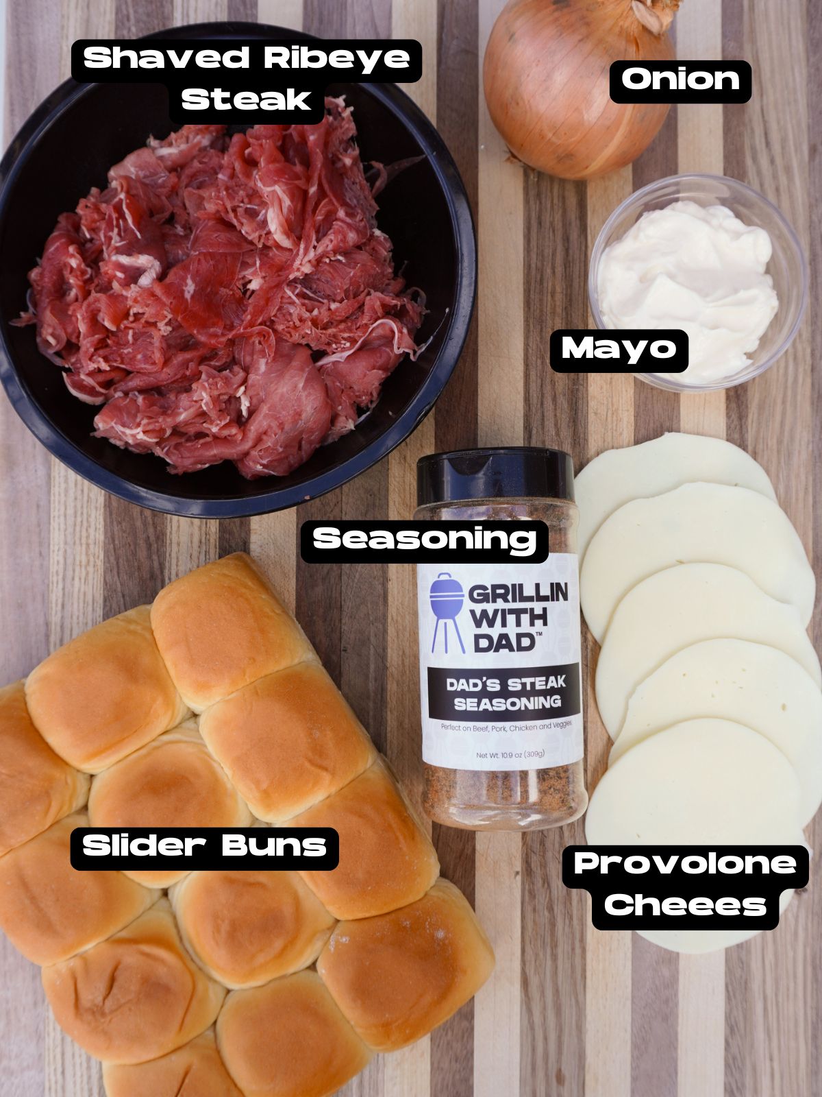 cheesesteak slider ingredients.